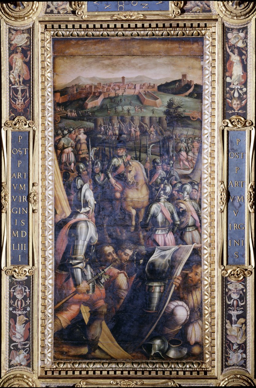 Indtagelsen af Casole fra loftet i Salone dei Cinquecento, 1565 (panel) af Giorgio Vasari