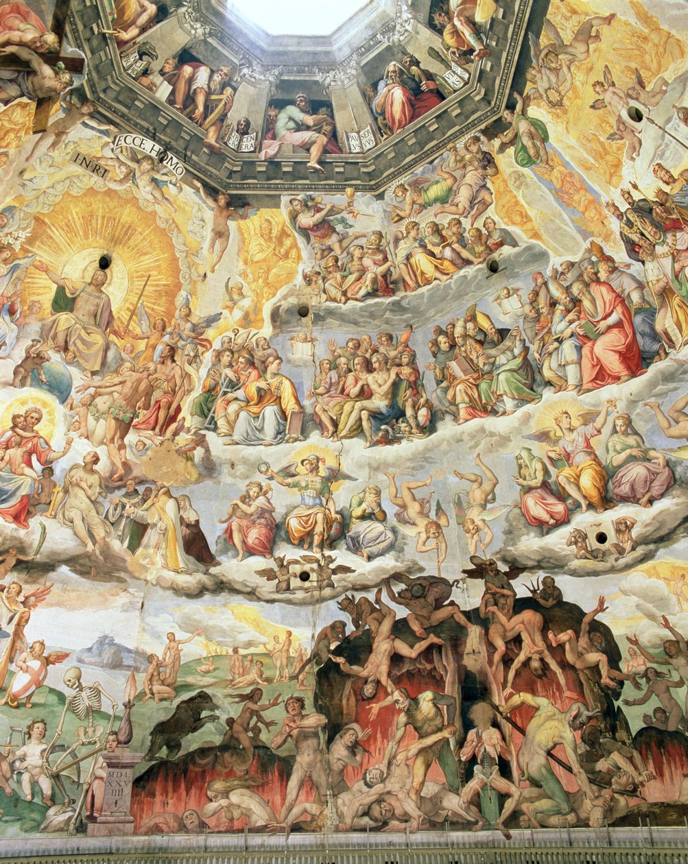 Den sidste dom, detalje fra kuplen på Duomo, 1572-79 af Giorgio Vasari