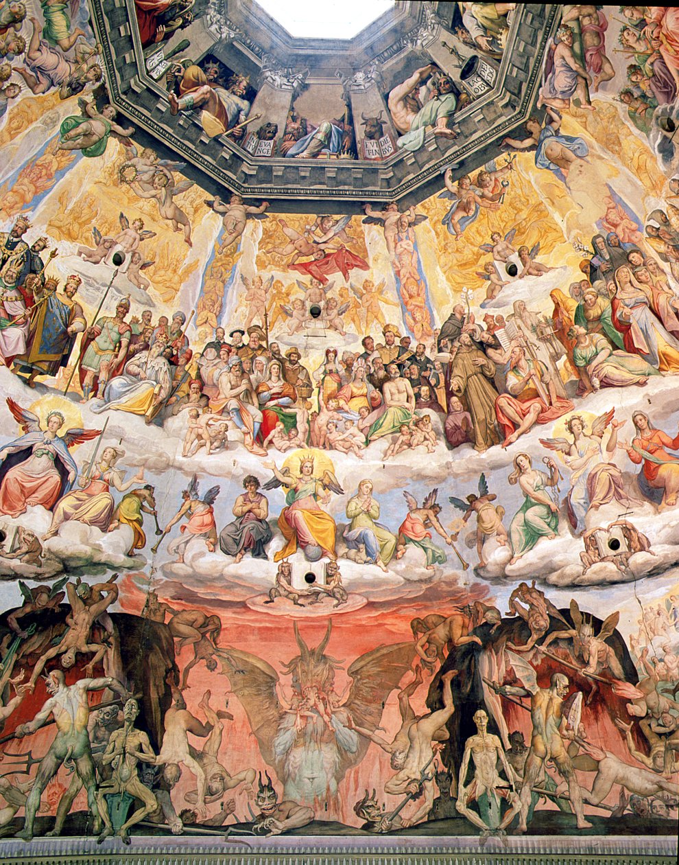 Den sidste dom, detalje fra kuplen på Duomo, 1572-79 af Giorgio Vasari