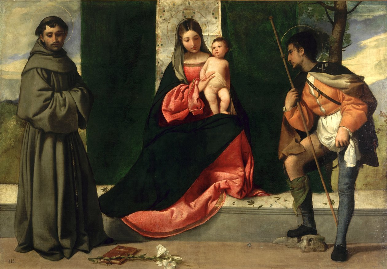Jomfru og barn med Sankt Antonius af Padova og Sankt Rocco af Giorgione da Castelfranco