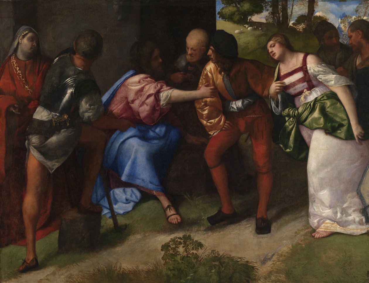 Den ægteskabelige kvinde bragt før Kristus, ca. 1508-10 (olie på lærred) af Giorgione (1477/78 1510) (attr.to)