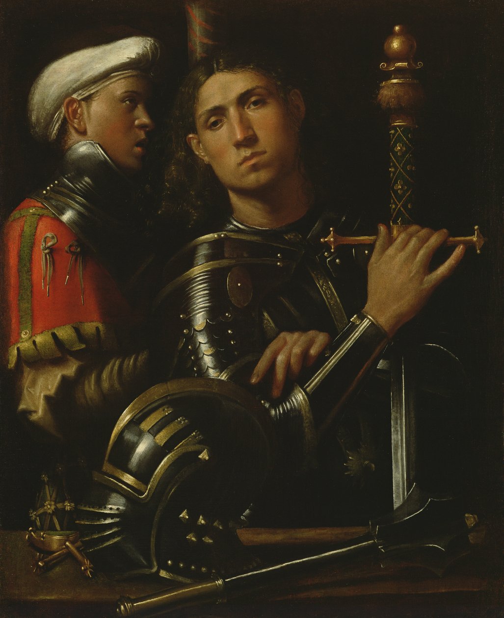 En kriger og hans væbner af Giorgione da Castelfranco