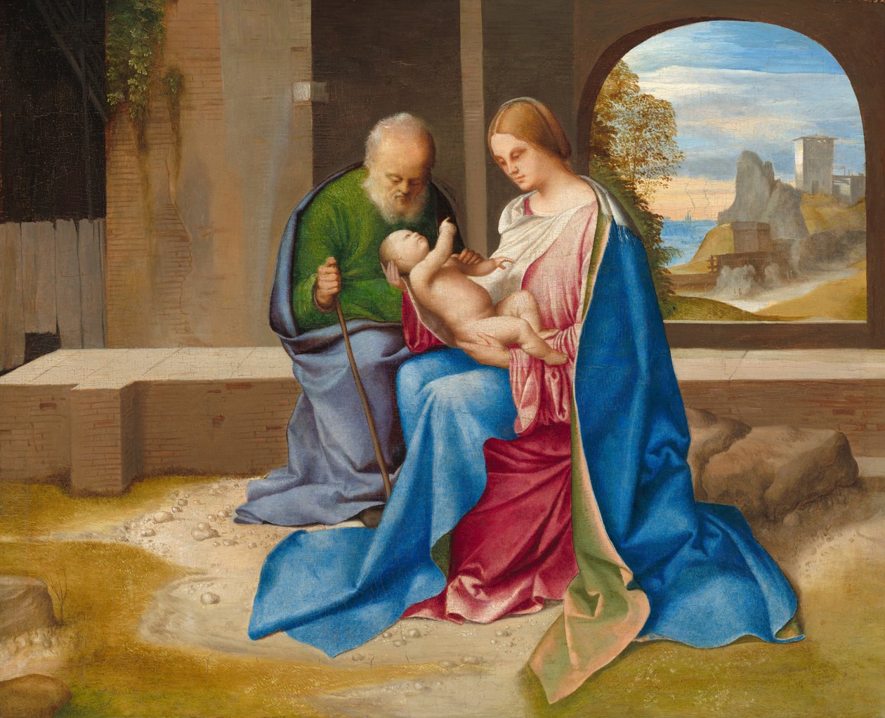 Italiensk: Sacra Famiglia Den hellige familie af Giorgione