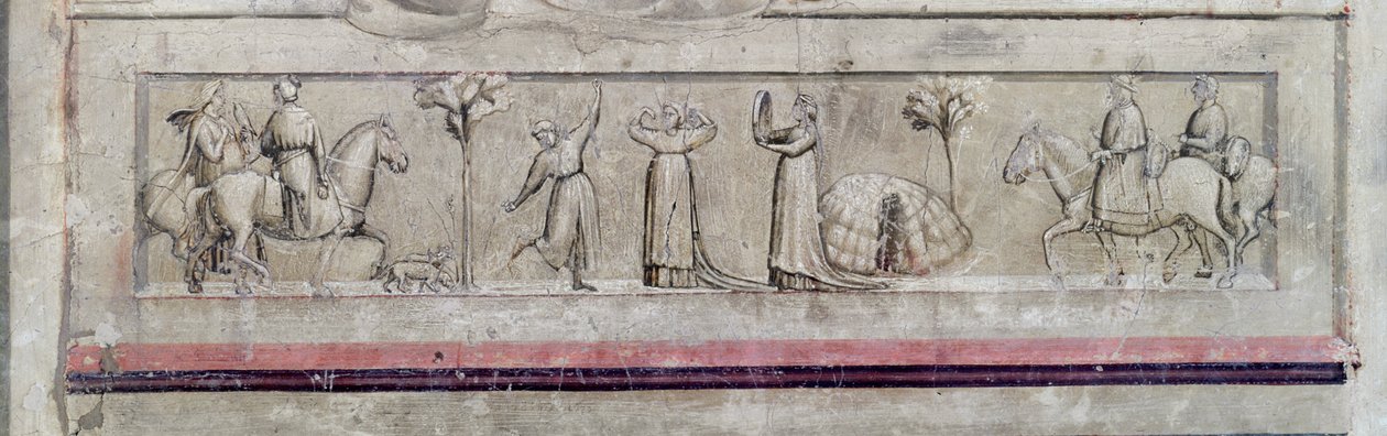 Allegory of Justice, detalje af frisen, ca. 1305 freskodetalje af 102748 af Giotto di Bondone