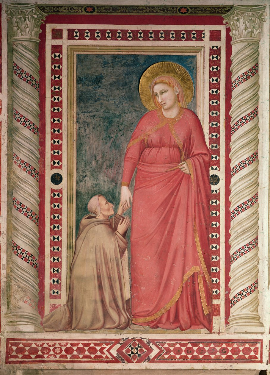 Biskop Pontano knælende foran Maria Magdalene, Magdalene-kapellet, ca. 1320 af Giotto di Bondone