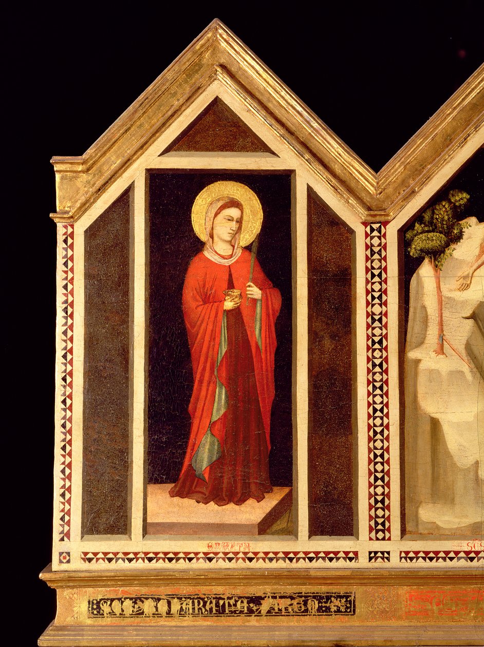 Kvindelig helgen fra St. Reparata-polyptikken (bagsiden af det yderste højre panel) af Giotto di Bondone