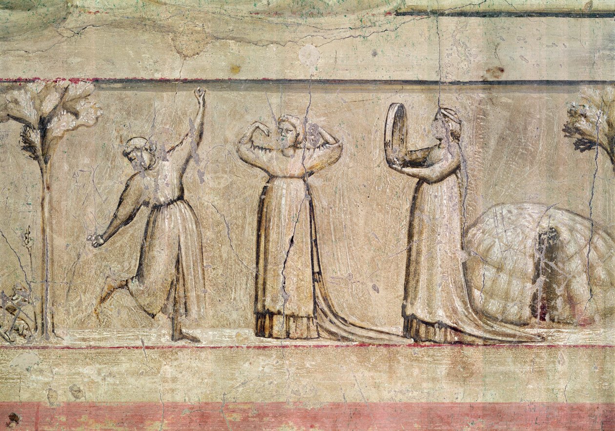 Retfærdighed, detaljer om danserne, 1303-05 (se også 102748) af Giotto di Bondone