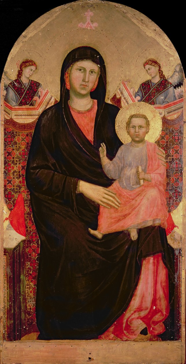 Madonna og barn med tronende barn (altertavle) af Giotto di Bondone