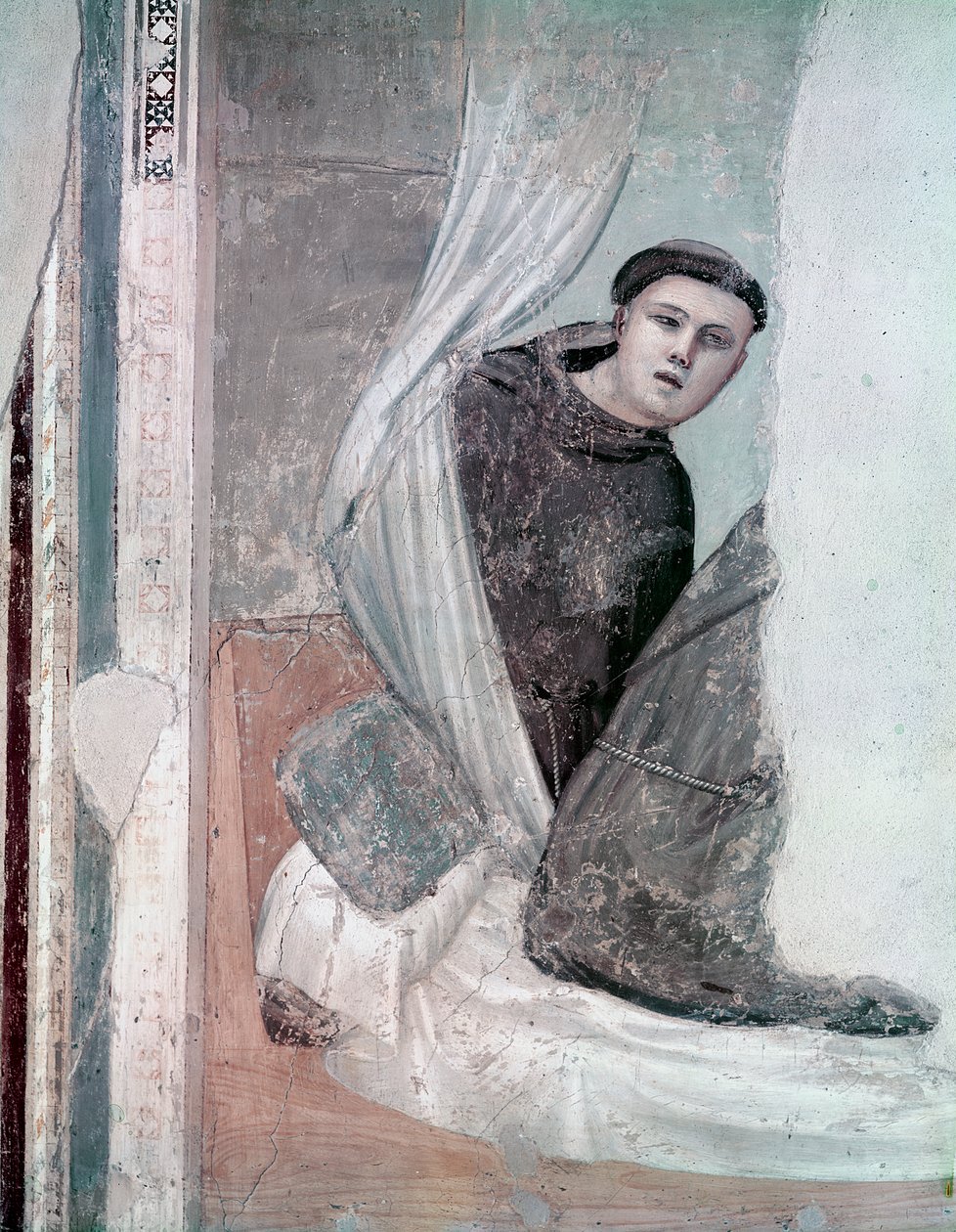 Munk, detalje fra St. Francis-cyklussen, Bardi-kapellet, ca. 1340 af Giotto di Bondone