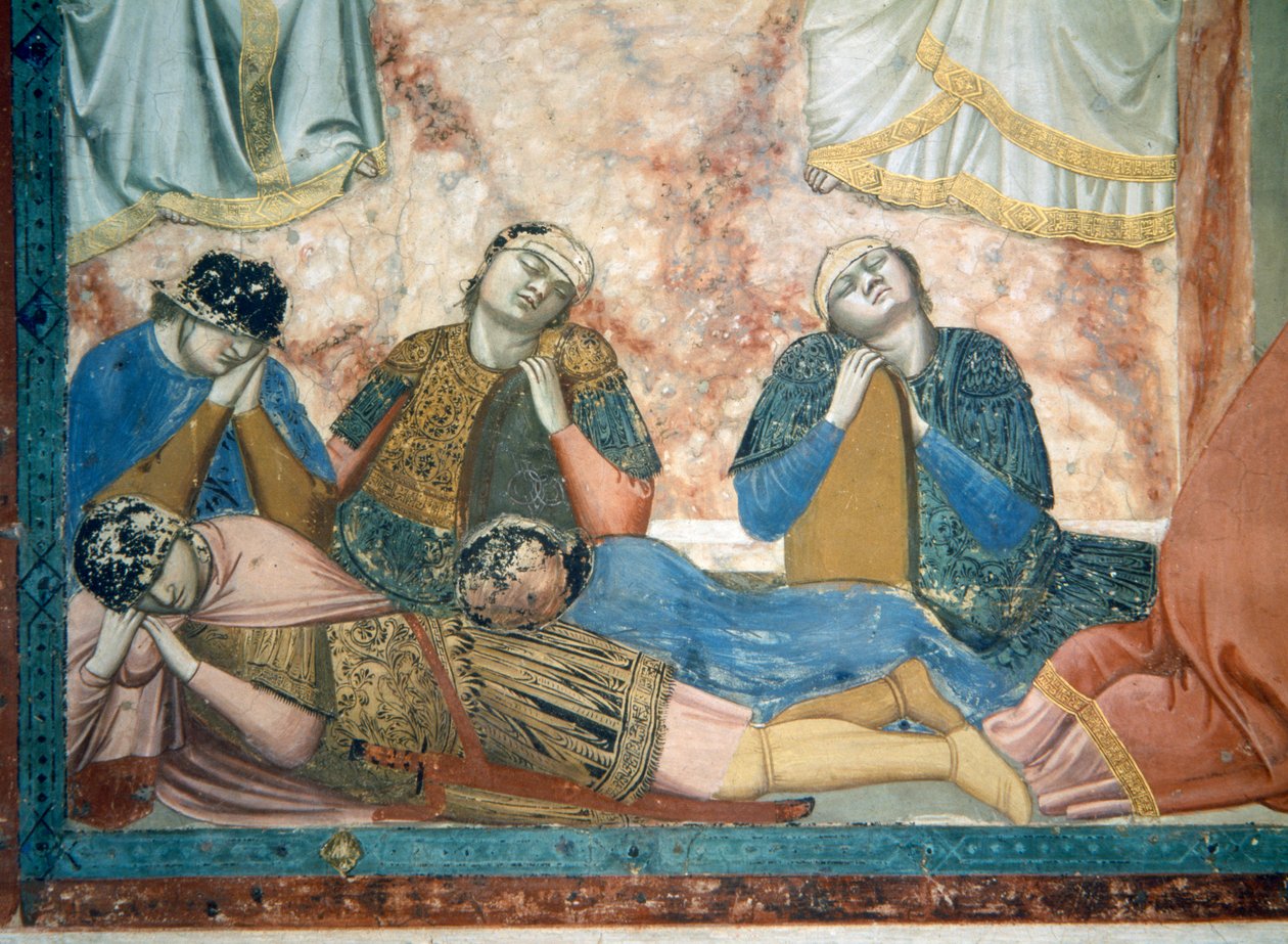 Noli Me Tangere, detalje af de sovende soldater, ca. 1305 freskodetalje af 102746 af Giotto di Bondone