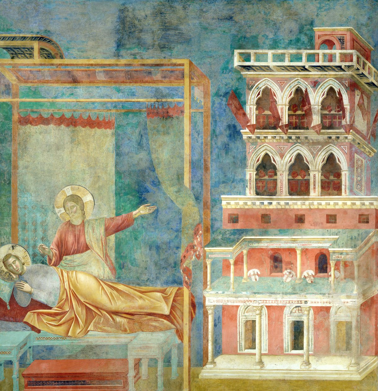 St. Francis drømmer om et palads fyldt med våben, 1297-99 af Giotto di Bondone