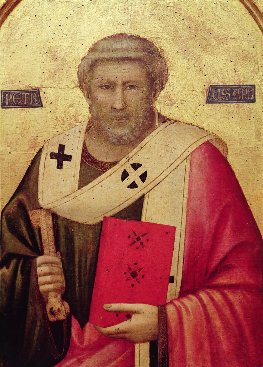 St. Peter, højre panel af Badia-altertavlen, ca. 1301 (tempera på panel) (detalje af 50341) af Giotto di Bondone
