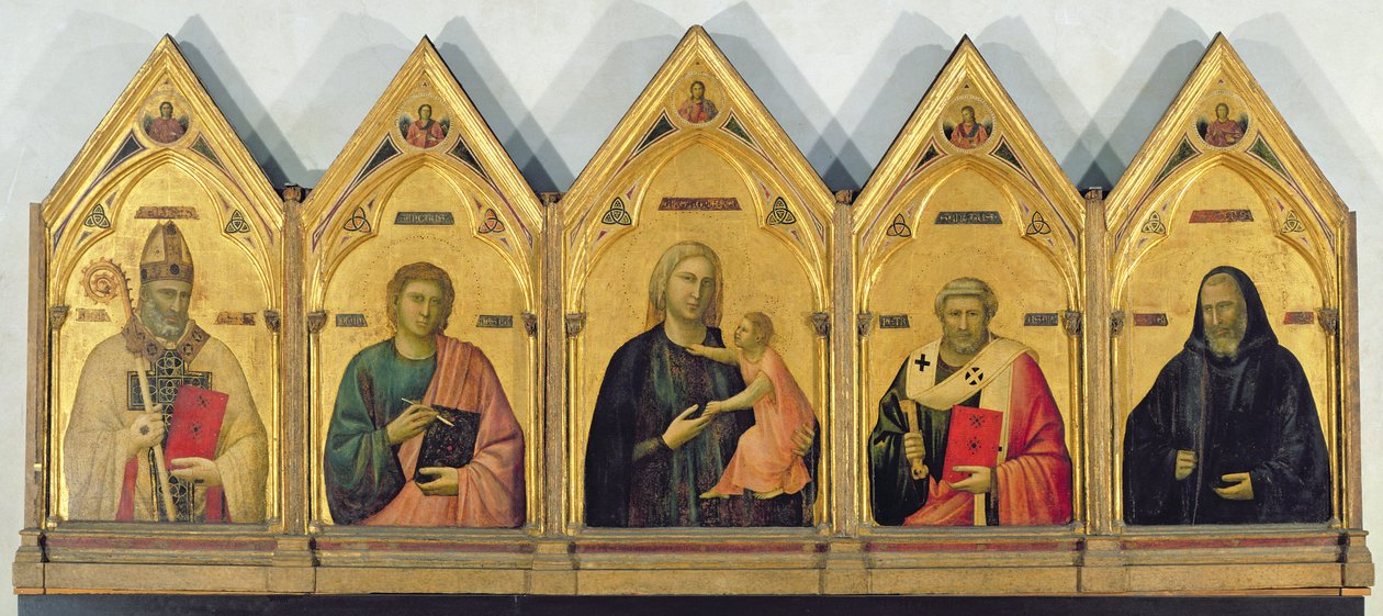 Badia-altertavlen med Madonna og hellige, ca. 1301 (tempera på panel) af Giotto di Bondone