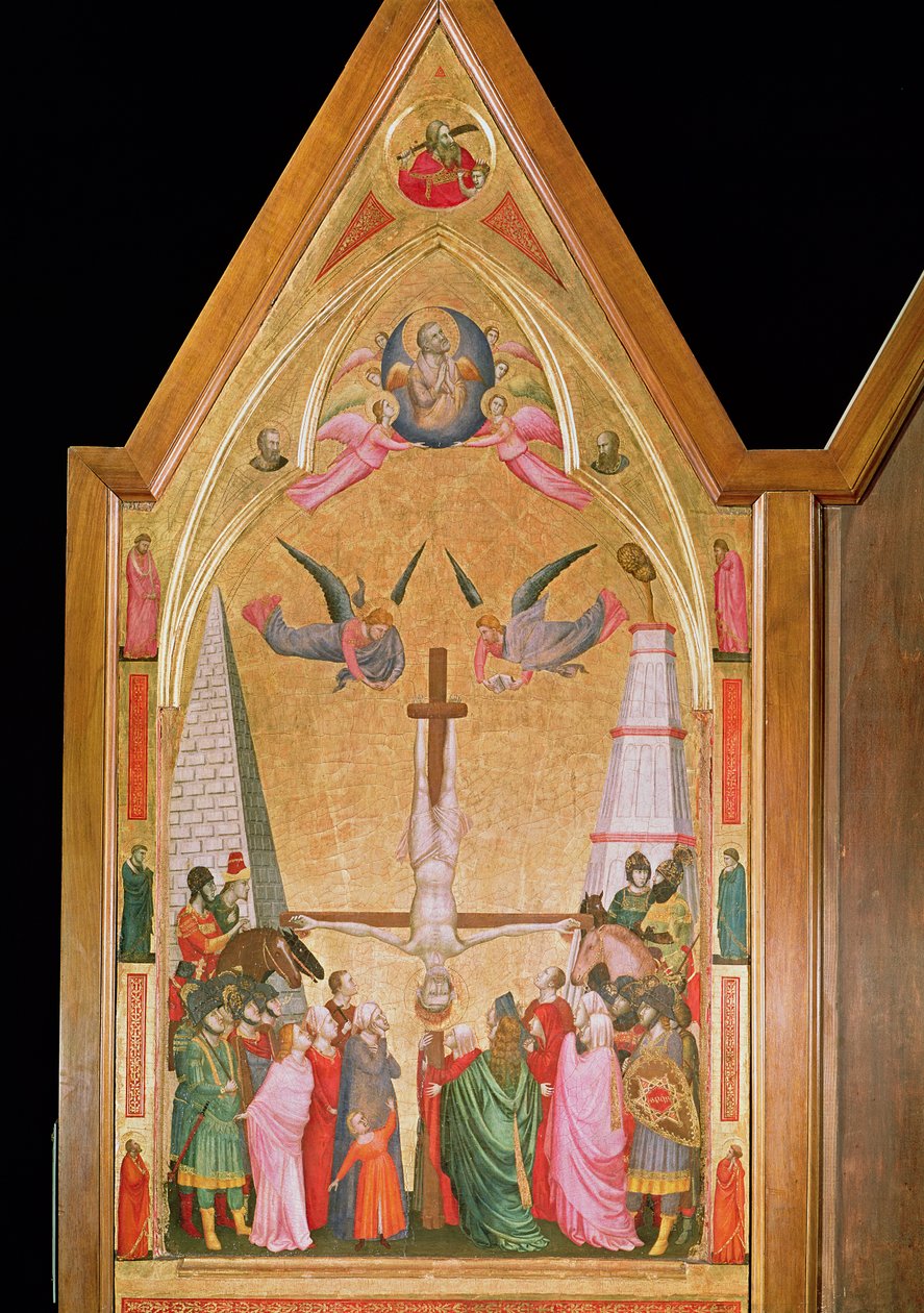 The Crucifixion of St. Peter, venstre panel fra Stefaneschi Triptykon, ca. 1320 (tempera på panel) af Giotto di Bondone