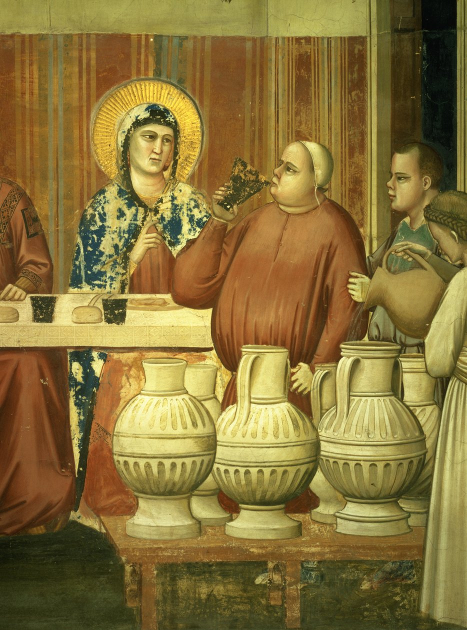 Ægteskabet i Cana, detalje af vinsmagerne, ca. 1305 freskodetalje af 102736 af Giotto di Bondone