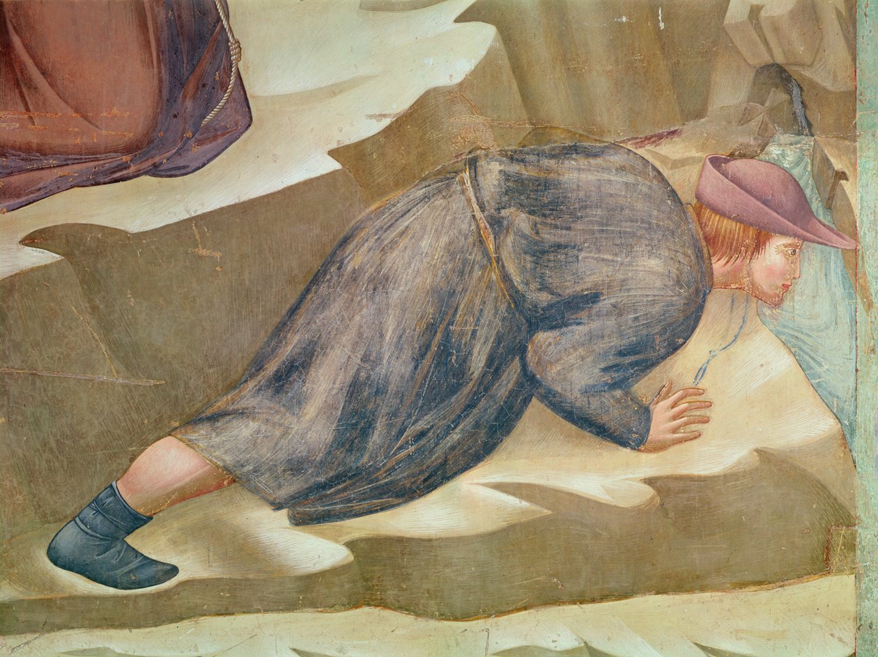 Forårets mirakel, detalje af en mand, der drikker, 1297-99 (detalje af 62296) af Giotto di Bondone