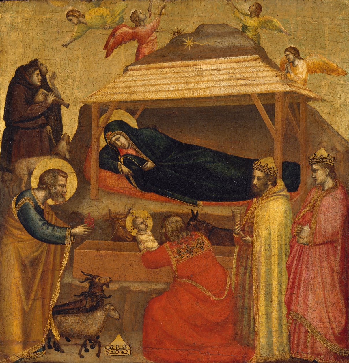 Magiernes tilbedelse, ca. 1320 (tempera på træ, guldmalet) af Giotto di Bondone
