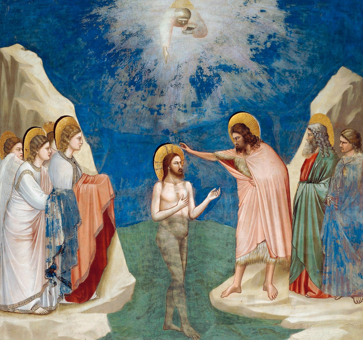 Kristi dåb, detalje fra Kristi liv og lidenskab, af Giotto af Giotto (c.1266 1337)