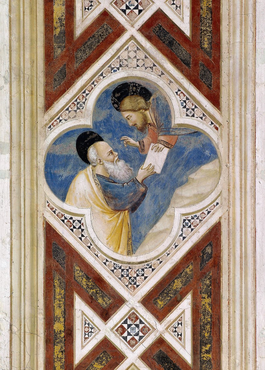 Gud befaler Ezekiel at spise skriftrulle og derefter rapportere dens indhold til Israels folk, Detalje fra fresker, af Giotto af Giotto (c.1266 1337)