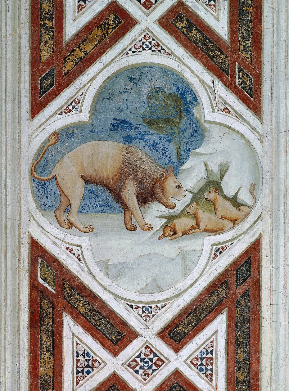 Malet flise, symbol på Jesu Kristi opstandelse, Detalje fra fresker, af Giotto af Giotto (c.1266 1337)