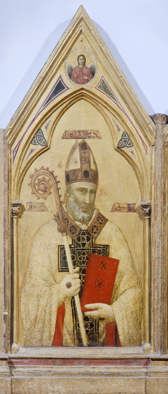 St Nicholas of Bari, detalje fra Badia Polyptykon, ca. 1300, af Giotto (1267-1337), tempera på panel, 91x334 cm af Giotto (c.1266 1337)