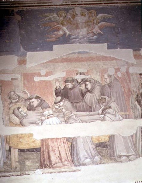 The Death of St. Francis, detalje af båren, fra Bardi-kapellet (fresco) (se også 63380, 63329, 99676) af Giotto (c.1266 1337)