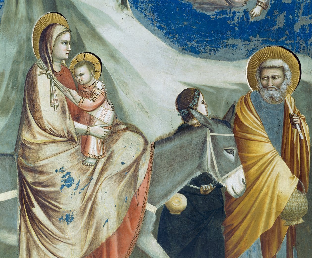 Flugten til Egypten, detalje fra Kristi liv og lidenskab, af Giotto af Giotto (c.1266 1337)