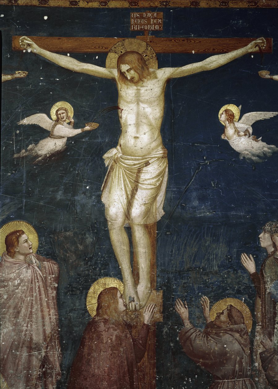 Kristus korsfæster, detalje af korsfæstelsen med fem franciskanere - Fresco af Giotto (c.1266 1337)