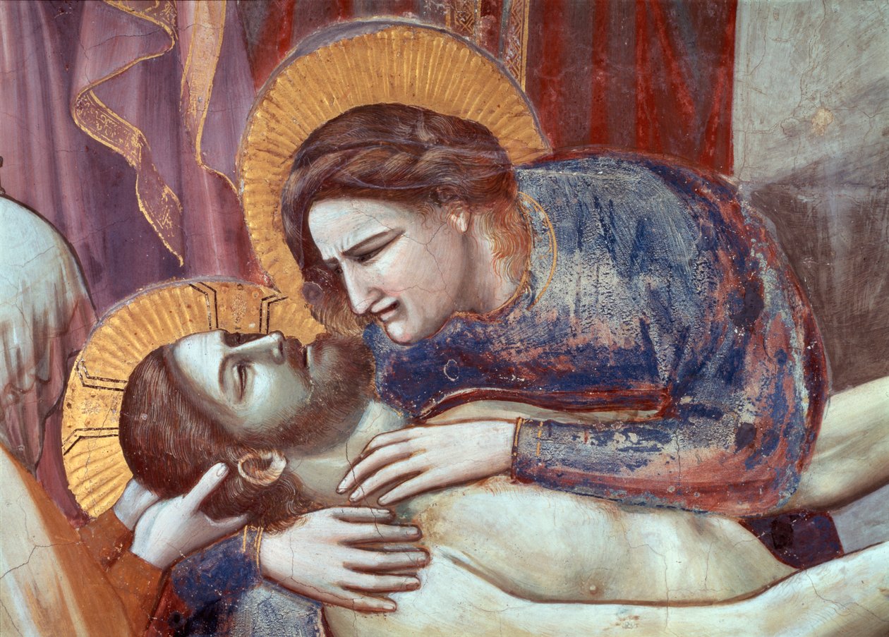 Kristi klagesang, detalje af jomfruen (Fresco af Giotto (c.1266 1337)