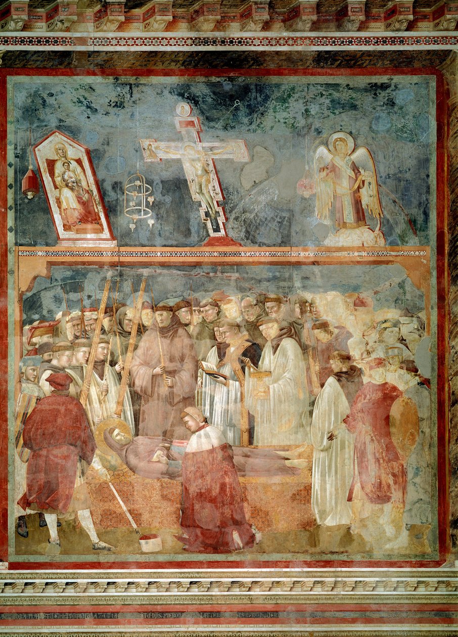 Sankt Frans af Assisis liv: Verifikationen af stigmaer (Sankt Hieronymus undersøger stigmas - Fresco af Giotto (c.1266 1337)