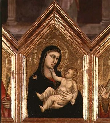 Madonna og barn, fra St. Reparata Polyptykon (tempera på panel) (se også 66557-66568) af Giotto (c.1266 1337)