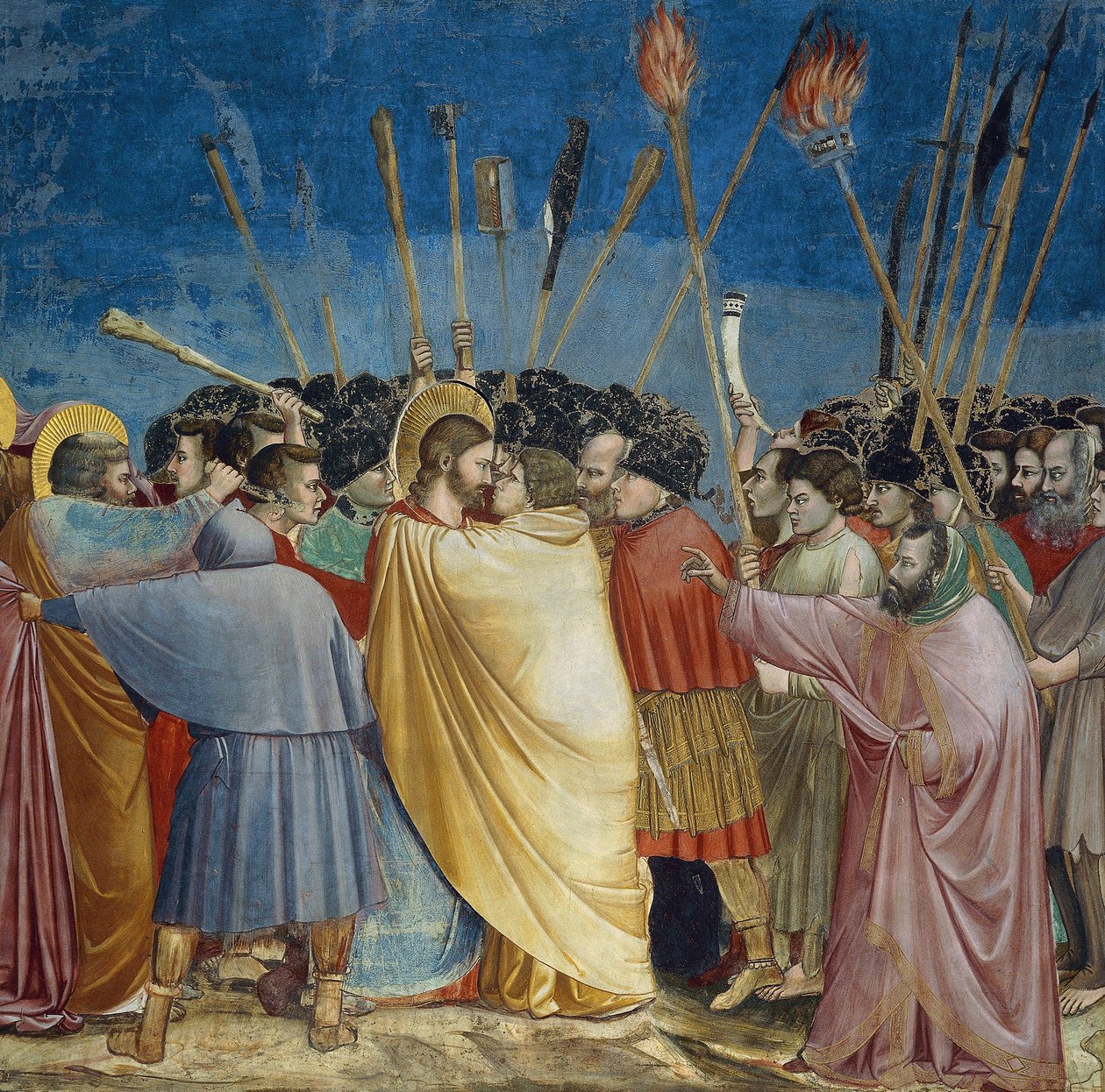The Betrayal of Christ, detalje af kysset, ca. 1305 (fresco) af Giotto (c.1266 1337)