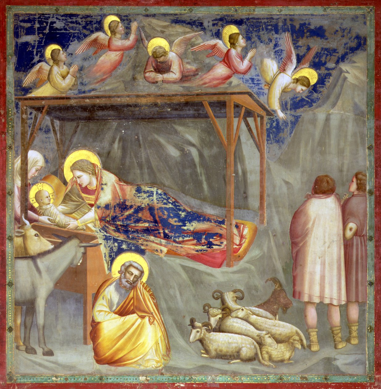 Fødslen, Arena-kapellet, Padua, ca. 1305 (fresko) (for detaljer se 65207) af Giotto (c.1266 1337)
