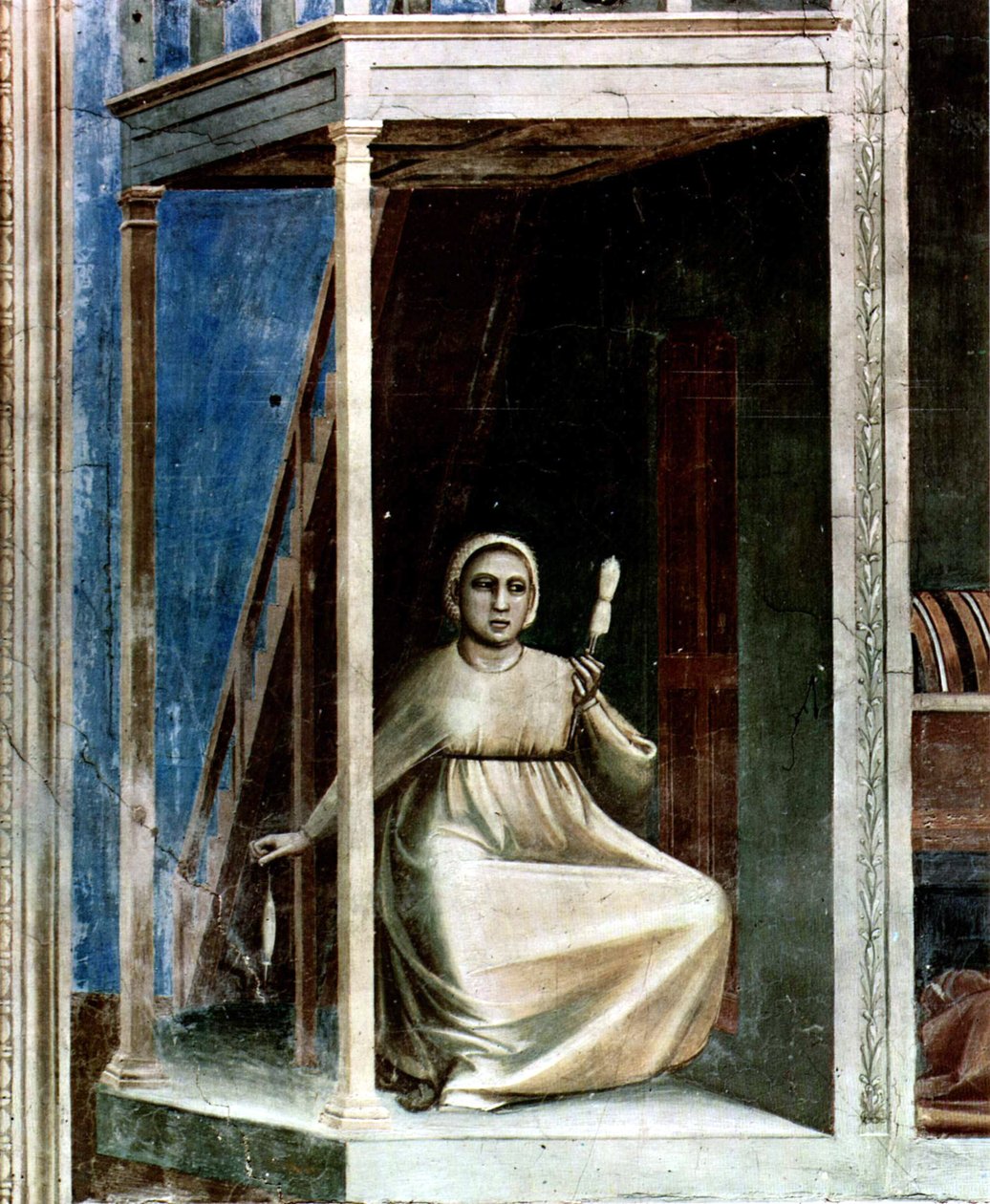 Nr. 3 Scener fra Joachims liv: 3. Bebudelse til Sankt Anna
 detalje af Giotto