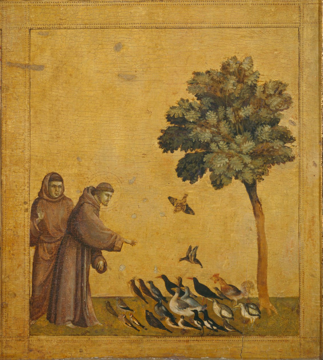 Saint Francois prechant aux oiseaux - Den hellige Frans prædiker for fuglene ... af Giotto di Bondone (style of)
