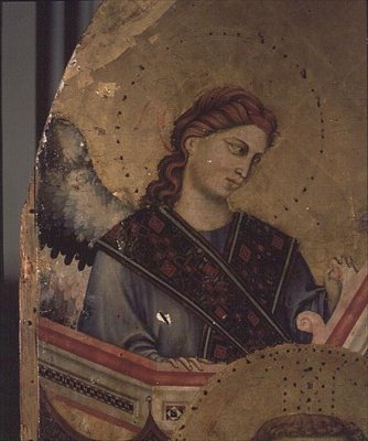 Angel fra Madonna and Child Enthroned af Giotto di Bondone