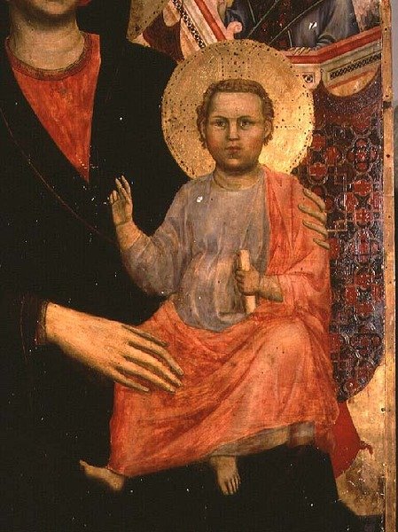 Christ Child fra Madonna og Child Enthroned: af Giotto di Bondone