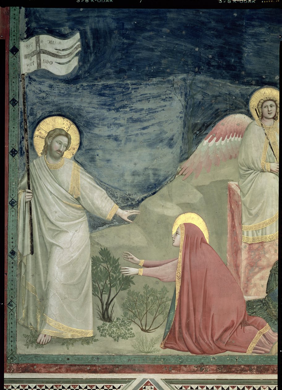 Noli me Tangere, detalje af Kristus og Maria Magdalene, c.1305 af Giotto di Bondone
