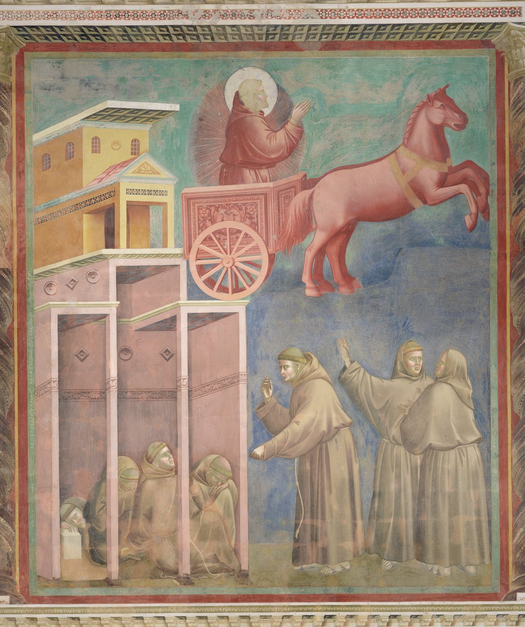 St. Francis viser sig for sine ledsagere i en ildvogn, 1296-97 af Giotto di Bondone