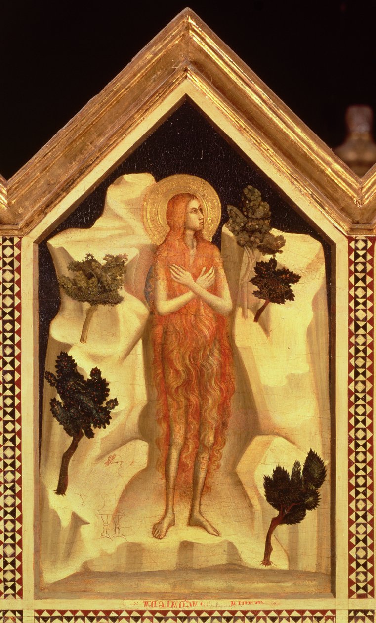 St. Mary Magdalene, fra St. Reparata Polyptykon omvendt midterste højre paneldetalje af 66558, se også 66557-66568 af Giotto di Bondone