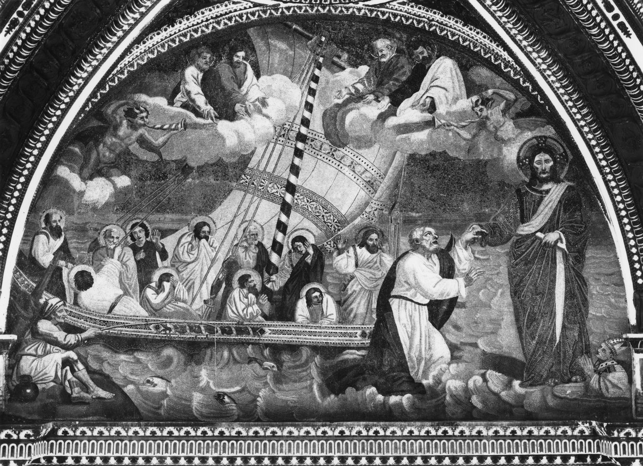 St. Peters Navicella (mosaik) af Giotto di Bondone after Giotto di Bondone after