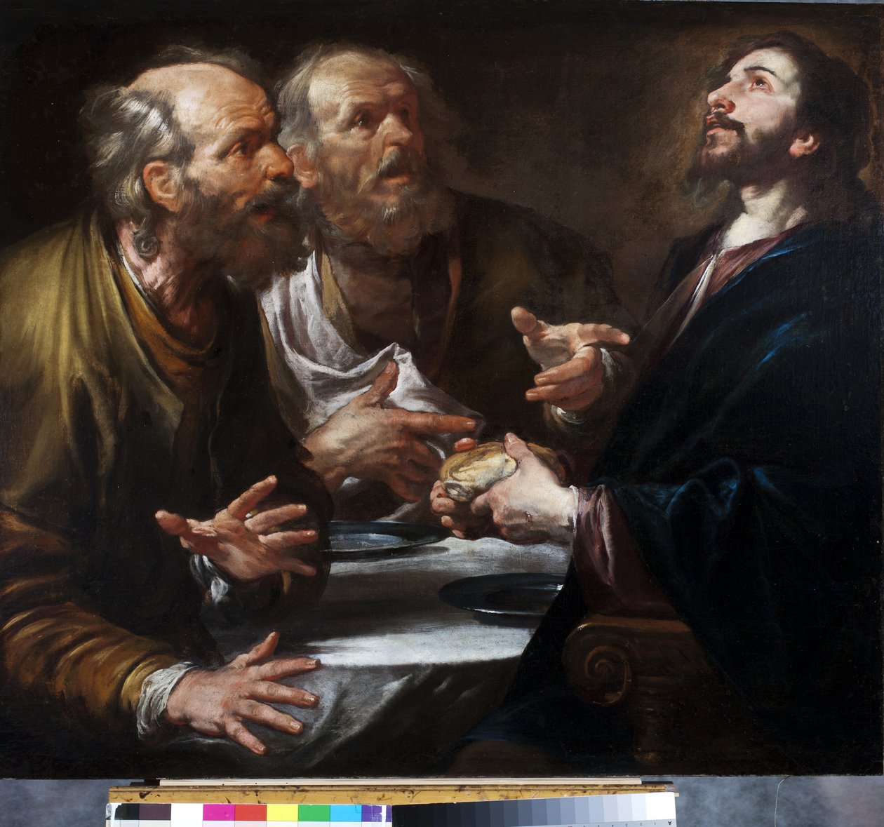 Nadver i Emmaus, ca. 1645-50 (olie på lærred) af Giovacchino Assereto