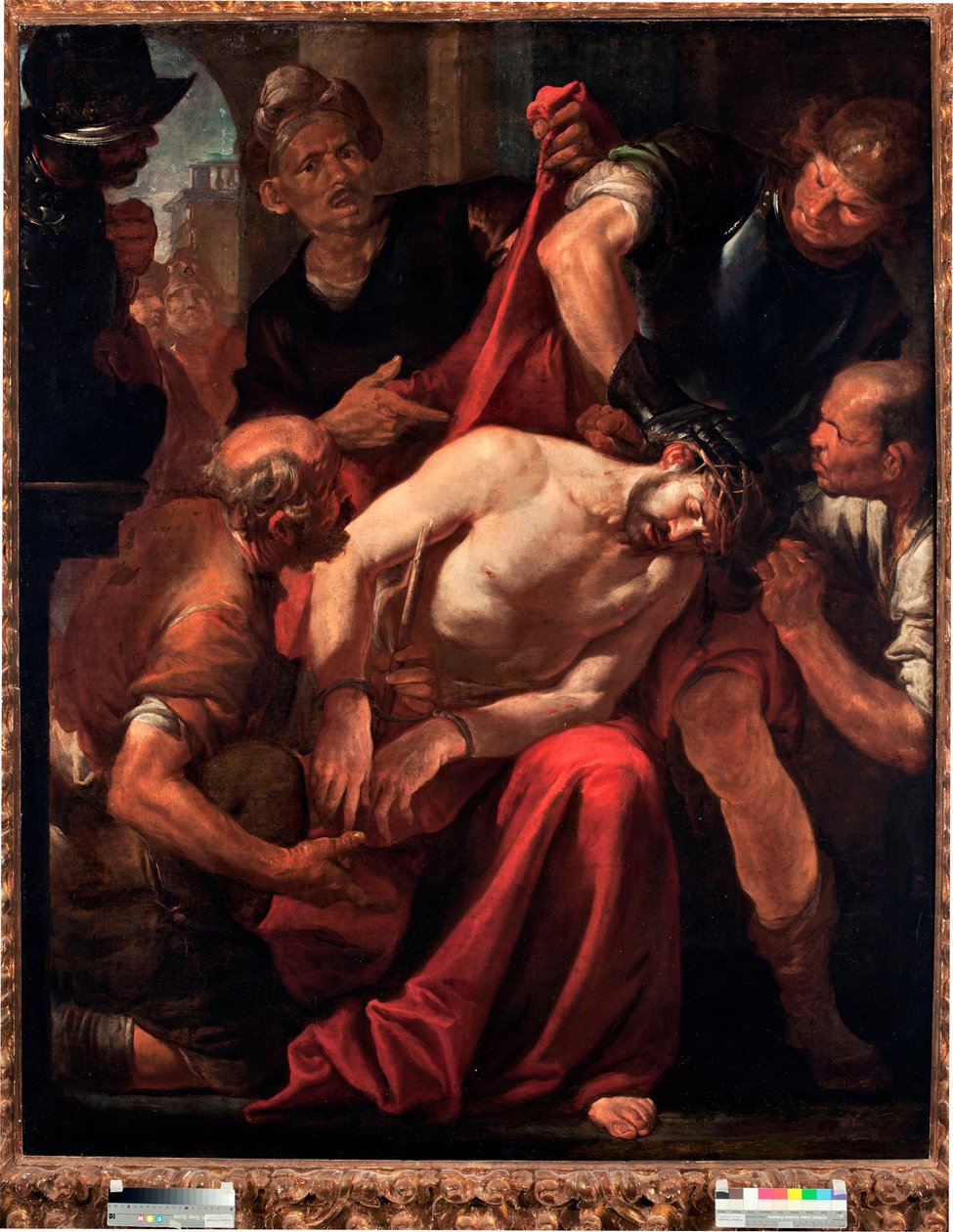 Therision of Christ (Jesus hånet af soldaterne) Maleri af Gioacchino Assereto (1600-1649) 1600-tallets gener, Musei di Strada Nuova af Giovacchino Assereto