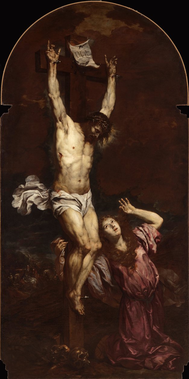 Maria Magdalena ved foden af korset af Giovan Battista Langetti