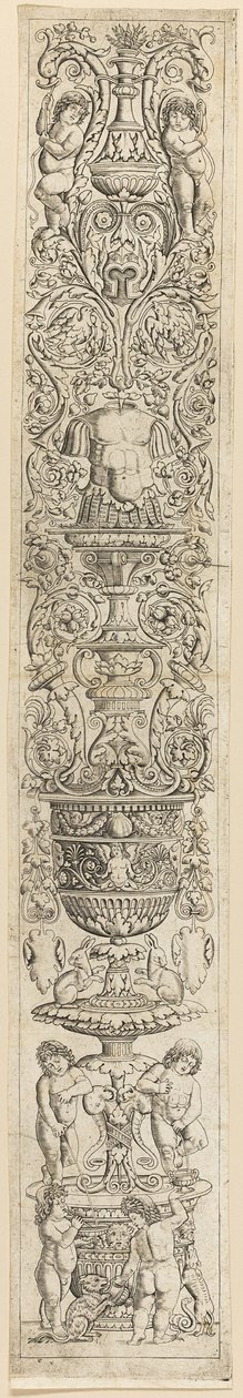 Fire børn med en kat og en hund, plade ni fra Twelve Ornament Panels af Giovan Pietro Birago