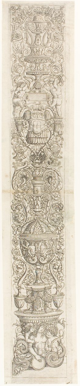Nereid ridden af to børn, plade seks med tolv ornamentpaneler af Giovan Pietro Birago
