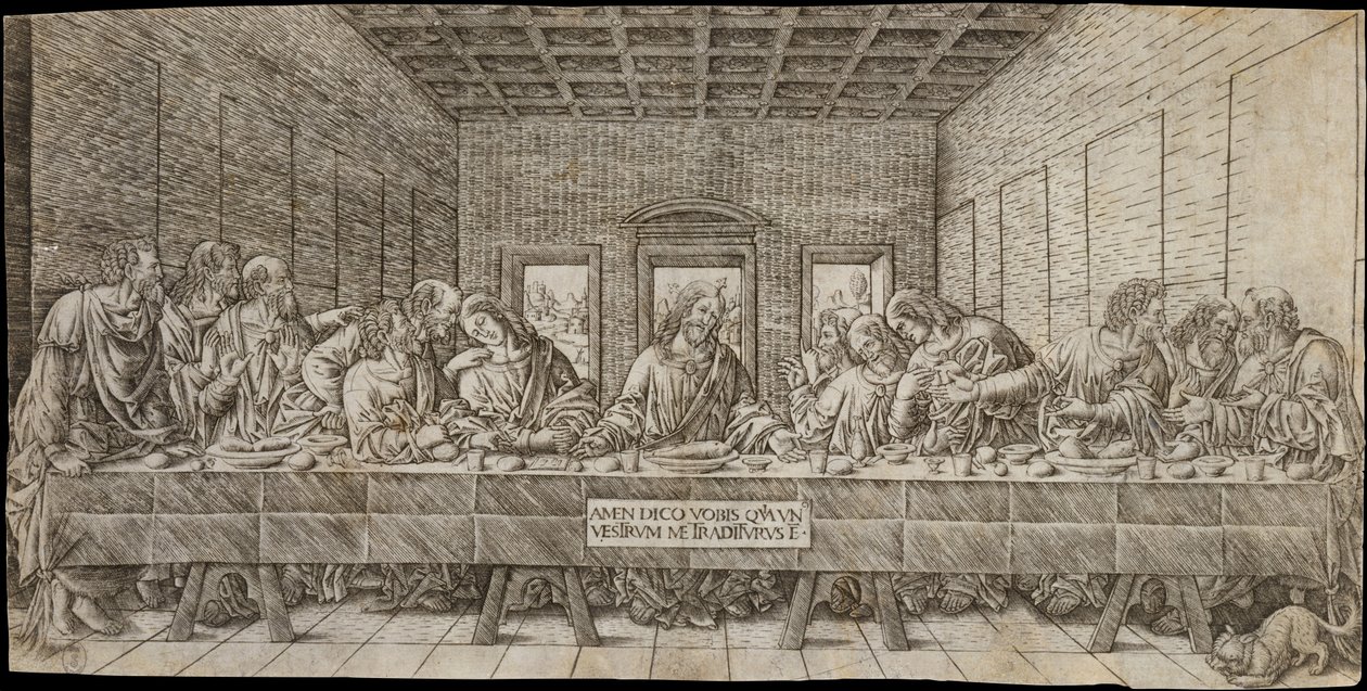 Den sidste nadver, med en spaniel, ca. 1500. af Giovan Pietro Birago