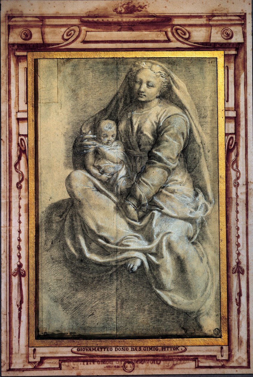 Jomfru og barn Lavis af Giovanni Antonio Dosi (1533-1610) 16. århundrede Sol. 0,43x0,28 m Paris, Musee du Louvre af Giovanantonio Dosio