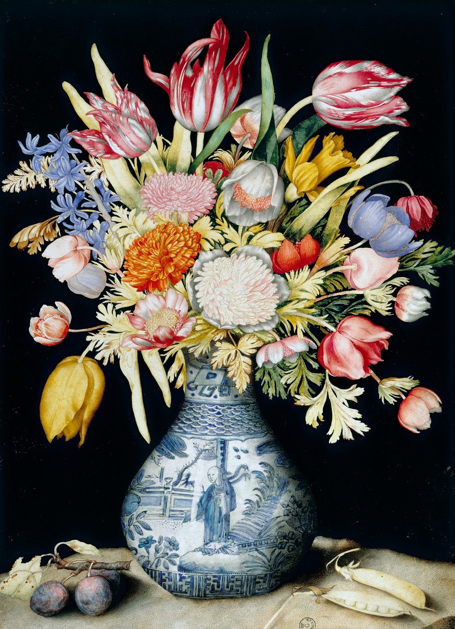 Kinesisk porcelænsvase med blomster (akvarel) af Giovanna Garzoni