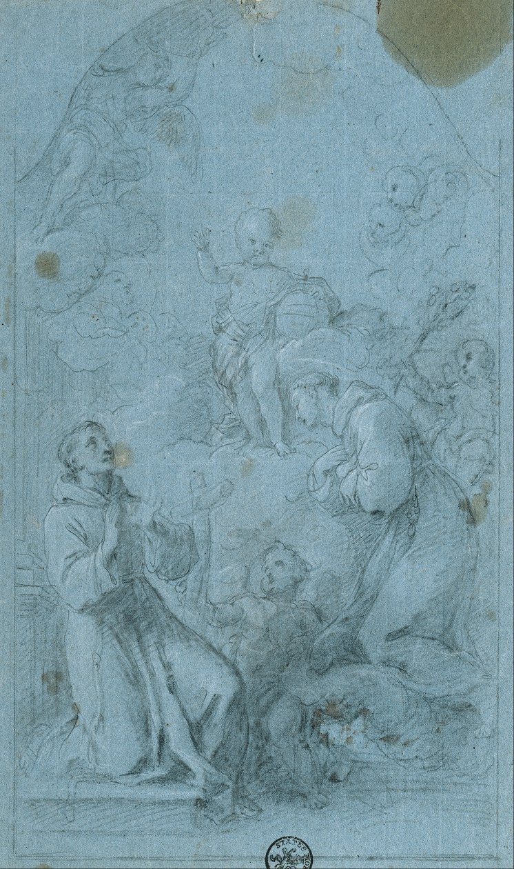 Sankt Peter af Alcantara og Sankt Antonius af Padua tilbeder Kristusbarnet af Giovanni Agostino Ratti